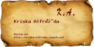 Kriska Alfréda névjegykártya